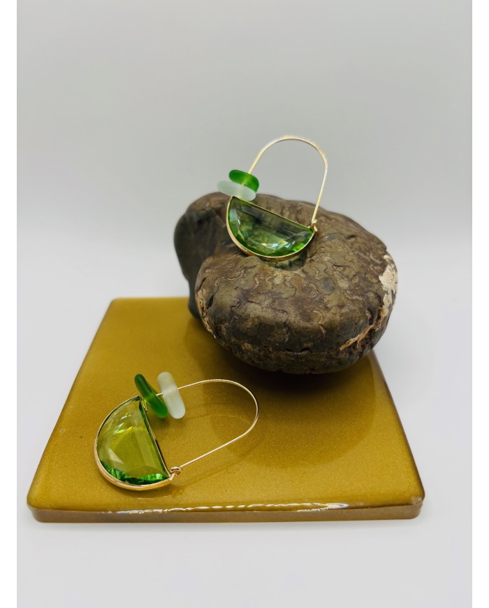 PENDIENTES ARTESANOS DE CRISTAL  MARINO