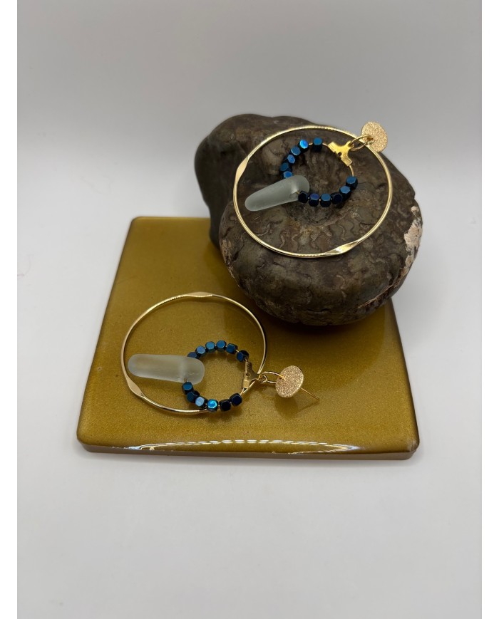 PENDIENTES ARTESANOS DE CRISTAL MARINO