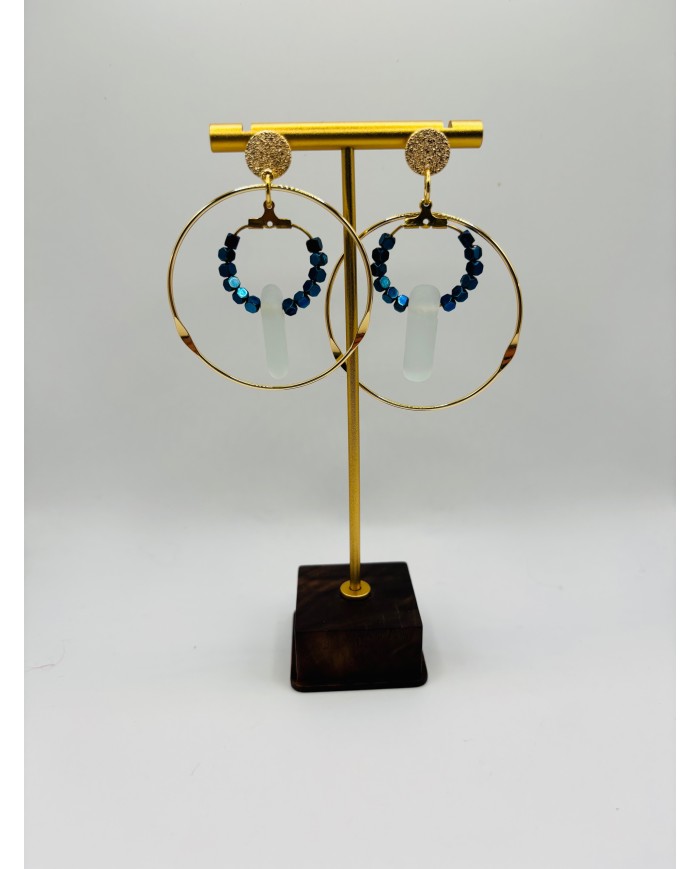 PENDIENTES ARTESANOS DE CRISTAL MARINO