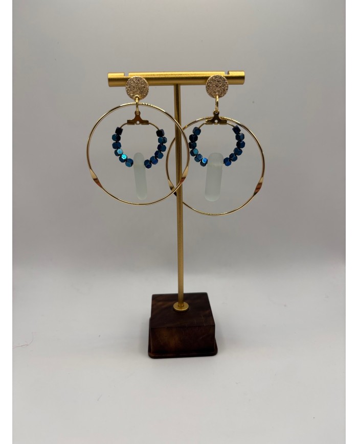 PENDIENTES ARTESANOS DE CRISTAL MARINO