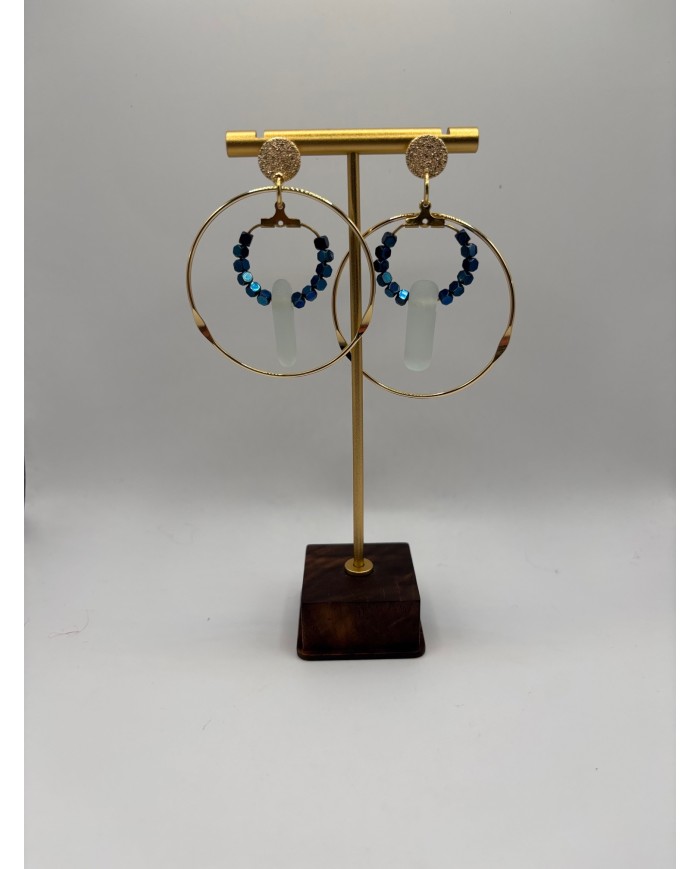 PENDIENTES ARTESANOS DE CRISTAL MARINO