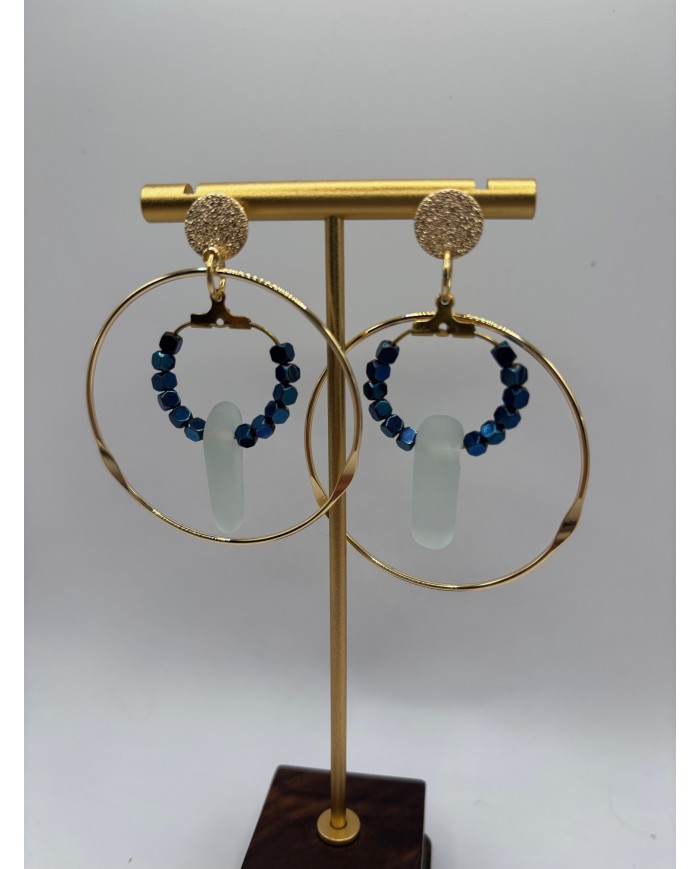 PENDIENTES ARTESANOS DE CRISTAL MARINO