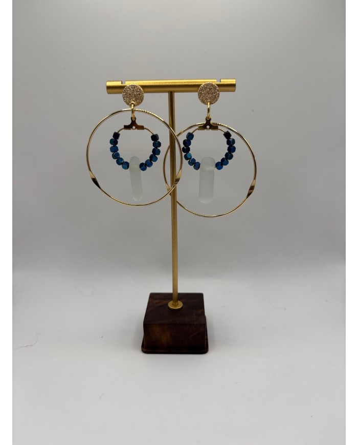 PENDIENTES ARTESANOS DE CRISTAL MARINO