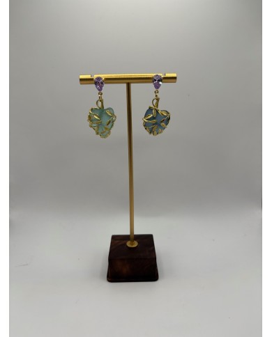 PENDIENTES ARTESANOS DE CRISTAL MARINO