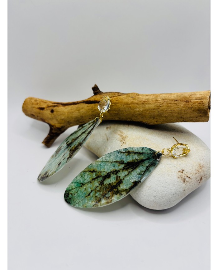 PENDIENTES ARTESANOS DE HOJA NATURAL ESQUELETIZADA