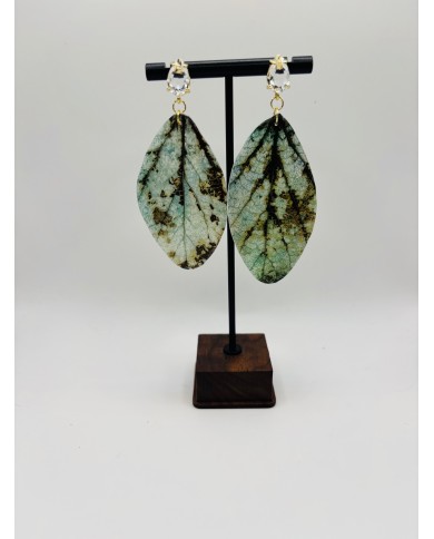 PENDIENTES ARTESANOS DE HOJA NATURAL ESQUELETIZADA