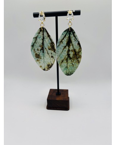 PENDIENTES ARTESANOS DE HOJA NATURAL ESQUELETIZADA