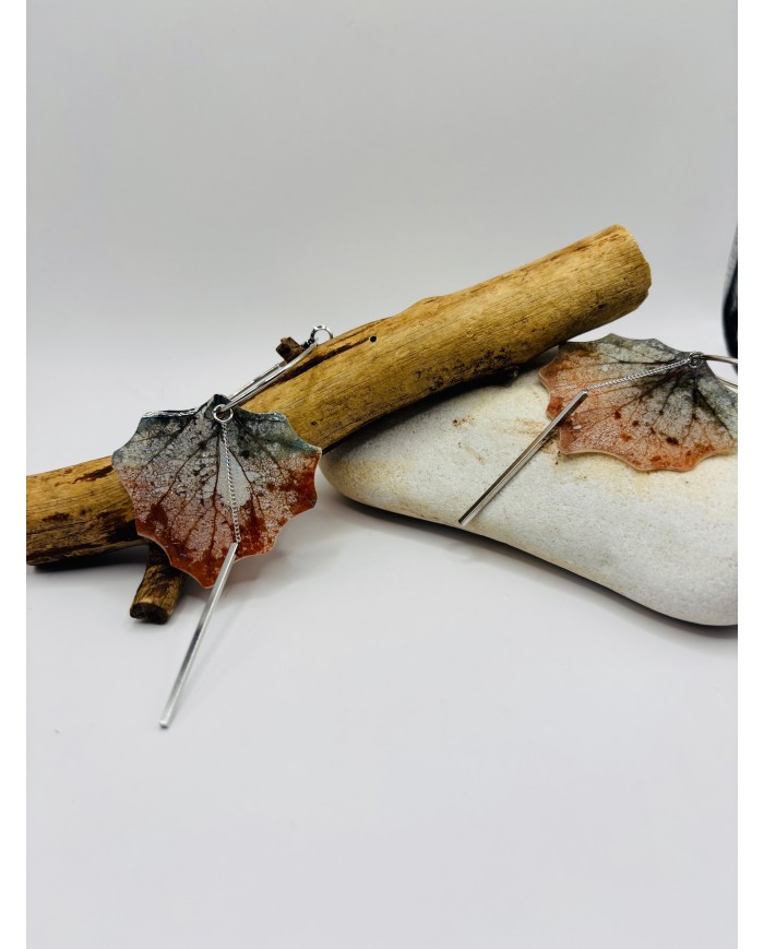 PENDIENTES ARTESANOS DE HOJA NATURAL