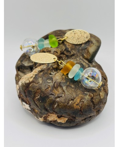 PENDIENTES ARTESANOS DE CRISTAL MARINO
