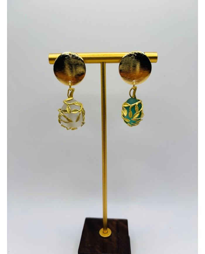 PENDIENTES ARTESANOS DE CRISTAL MARINO