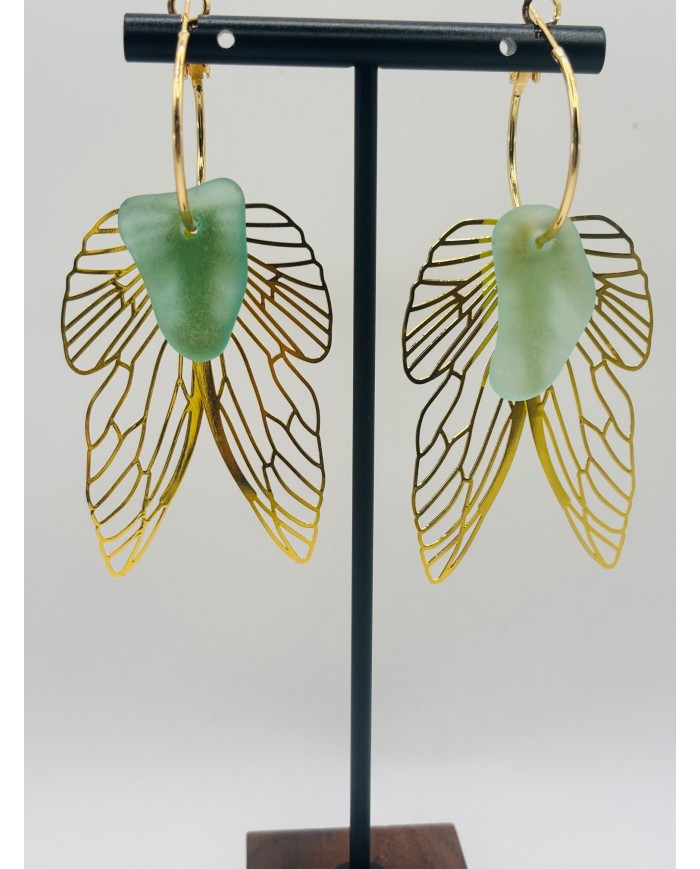 PENDIENTES ARTESANOS DE CRISTAL MARINO