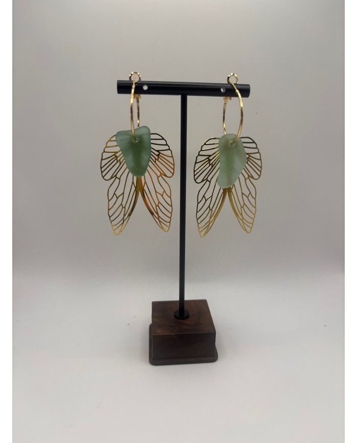 PENDIENTES ARTESANOS DE CRISTAL MARINO