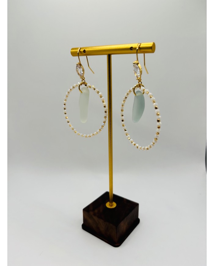 PENDIENTES ARTESANOS DE CRISTAL MARINO