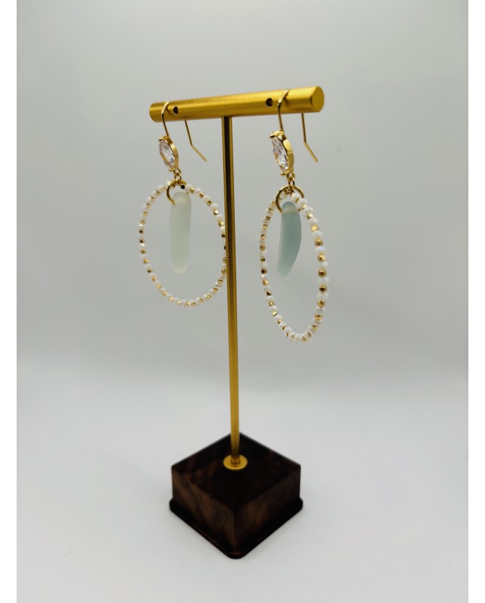 PENDIENTES ARTESANOS DE CRISTAL MARINO