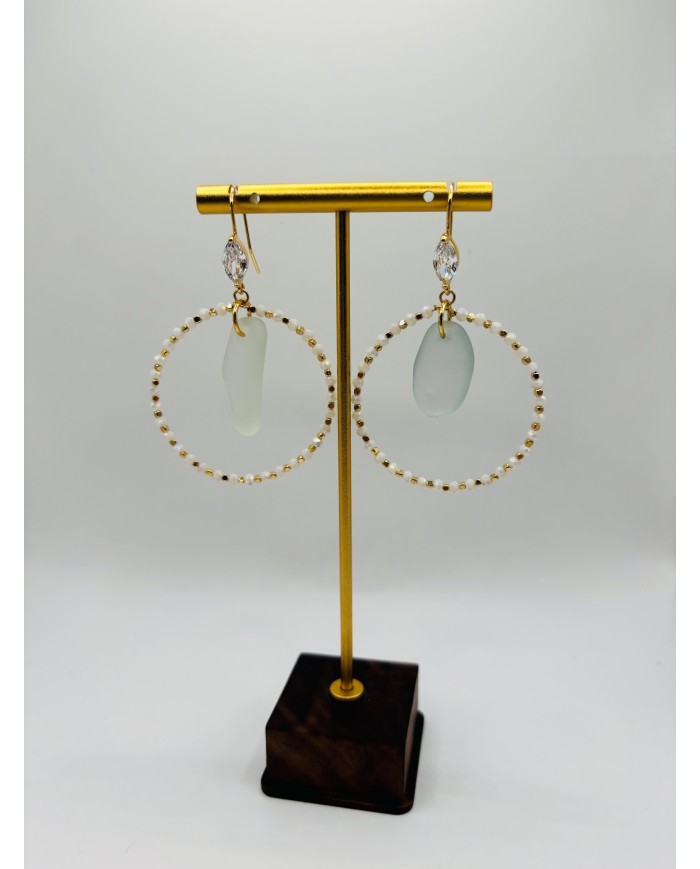 PENDIENTES ARTESANOS DE CRISTAL MARINO