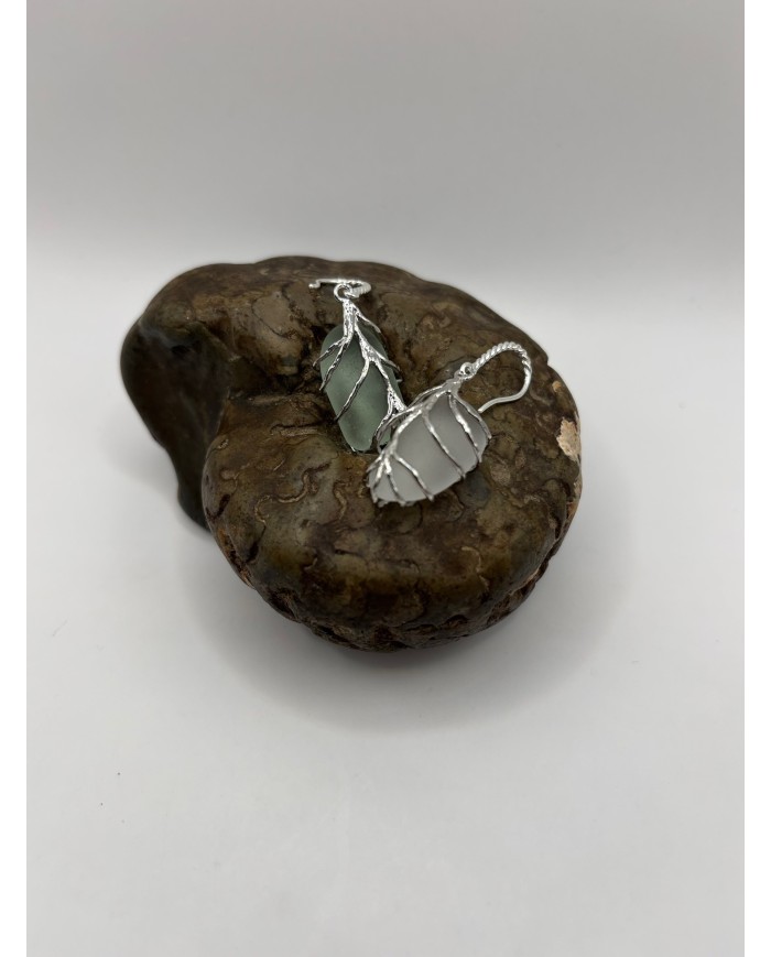 PENDIENTES ARTESANOS DE CRISTAL MARINO