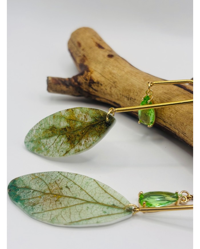 PENDIENTES ARTESANOS DE HOJA NATURAL