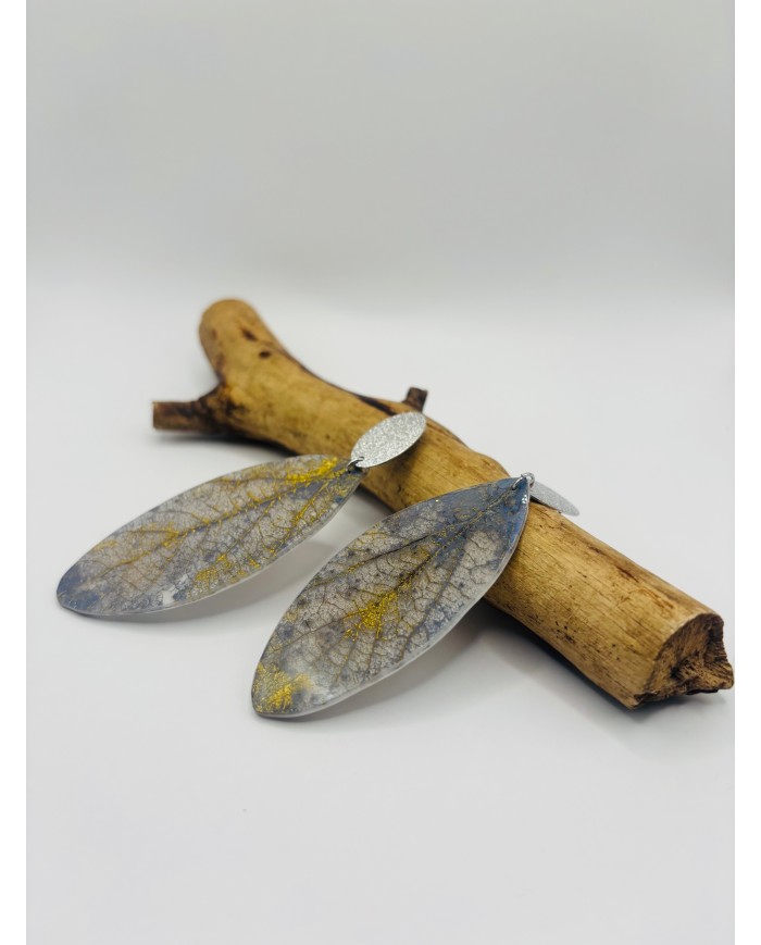 PENDIENTES ARTESANOS DE HOJA NATURAL ESQUELETIZADA