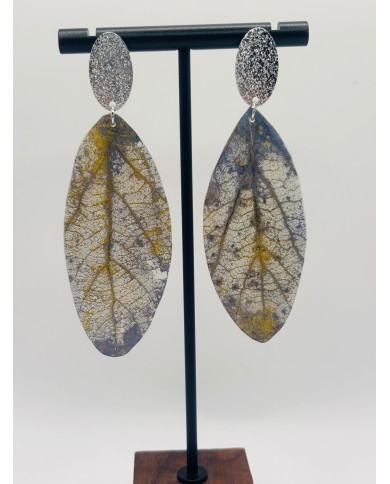 PENDIENTES ARTESANOS DE HOJA NATURAL ESQUELETIZADA