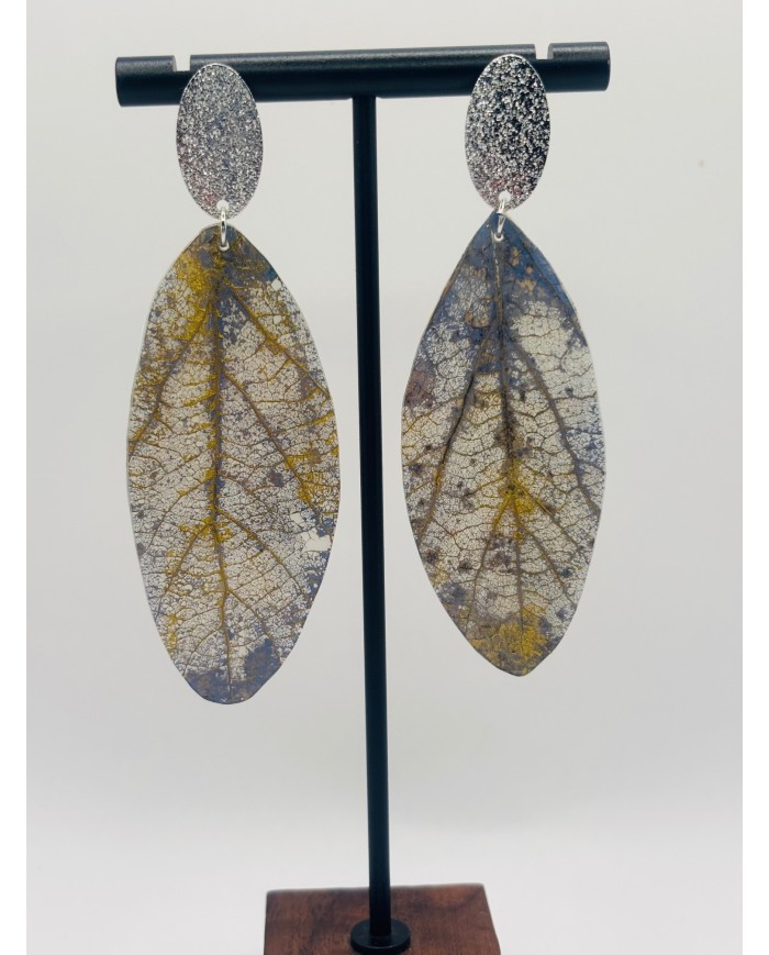 PENDIENTES ARTESANOS DE HOJA NATURAL ESQUELETIZADA