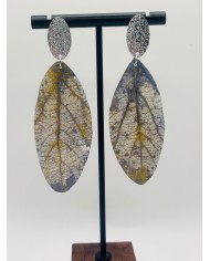 PENDIENTES ARTESANOS DE HOJA NATURAL ESQUELETIZADA
