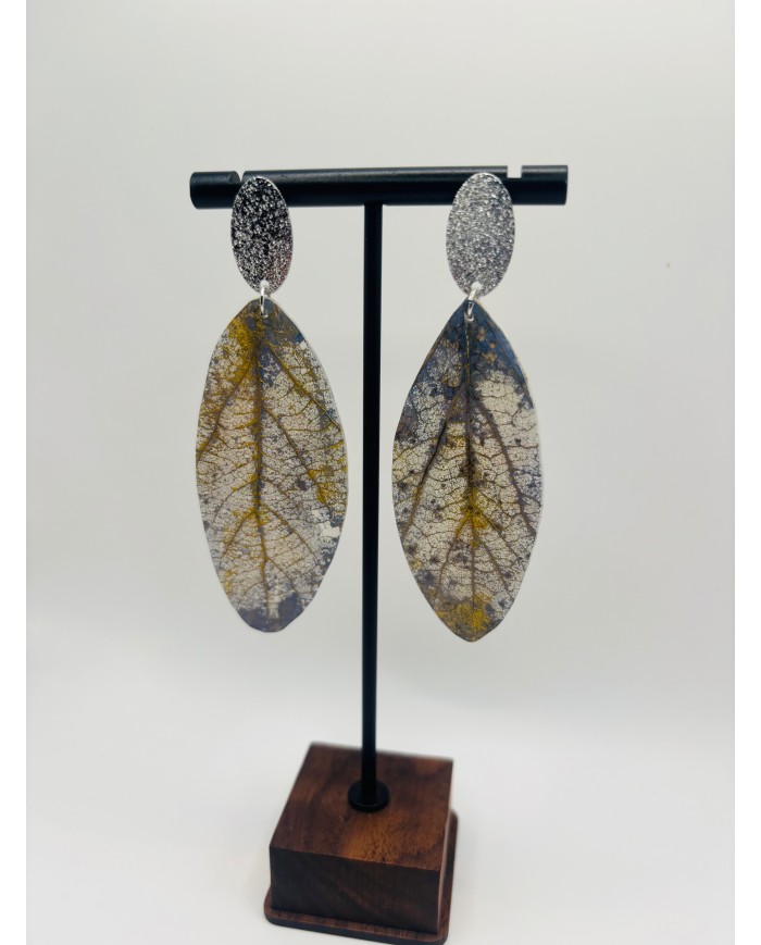 PENDIENTES ARTESANOS DE HOJA NATURAL ESQUELETIZADA