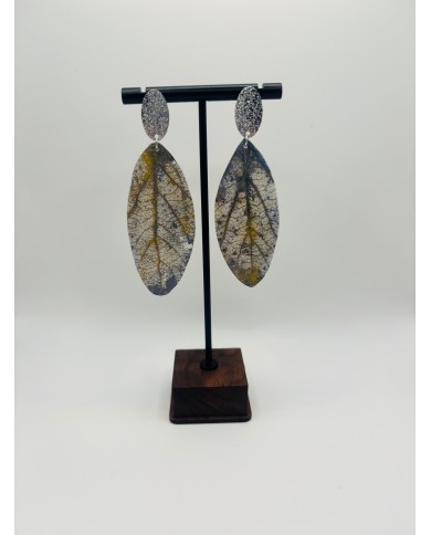 PENDIENTES ARTESANOS DE HOJA NATURAL ESQUELETIZADA