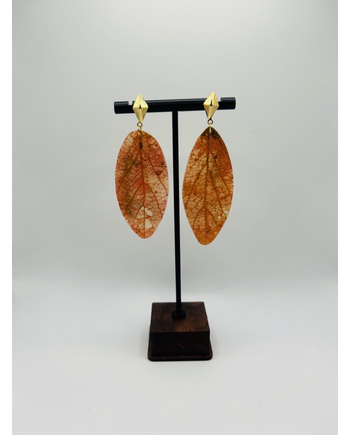 PENDIENTES ARTESANOS DE HOJA NATURAL ESQUELETIZADA