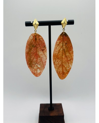 PENDIENTES ARTESANOS DE HOJA NATURAL ESQUELETIZADA