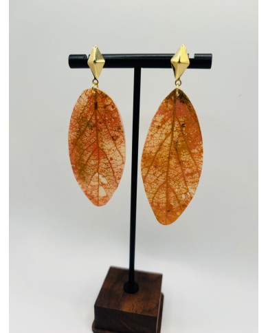 PENDIENTES ARTESANOS DE HOJA NATURAL ESQUELETIZADA