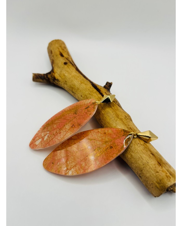 PENDIENTES ARTESANOS DE HOJA NATURAL ESQUELETIZADA