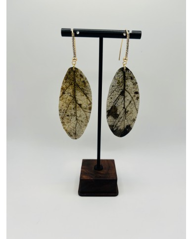PENDIENTES ARTESANOS DE HOJA NATURAL ESQUELETIZADA