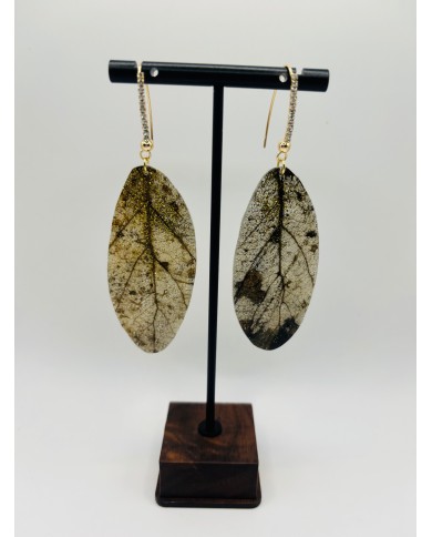 PENDIENTES ARTESANOS DE HOJA NATURAL ESQUELETIZADA
