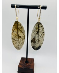 PENDIENTES ARTESANOS DE HOJA NATURAL ESQUELETIZADA