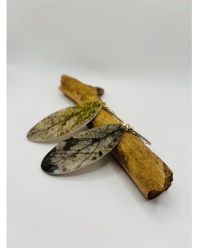 PENDIENTES ARTESANOS DE HOJA NATURAL ESQUELETIZADA