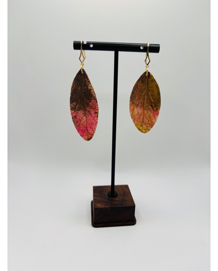 PENDIENTES ARTESANOS DE HOJA NATURAL