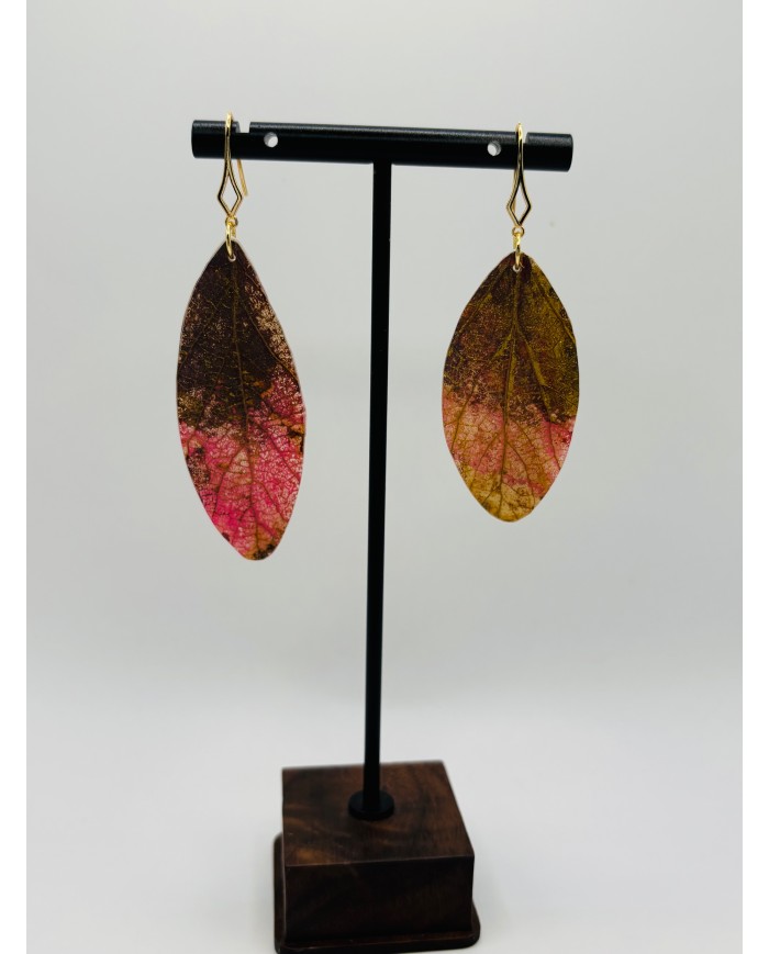 PENDIENTES ARTESANOS DE HOJA NATURAL