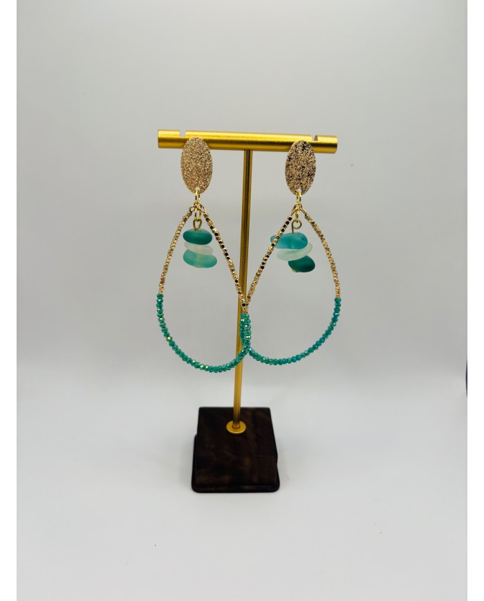 PENDIENTES ARTESANOS DE CRISTAL MARINO