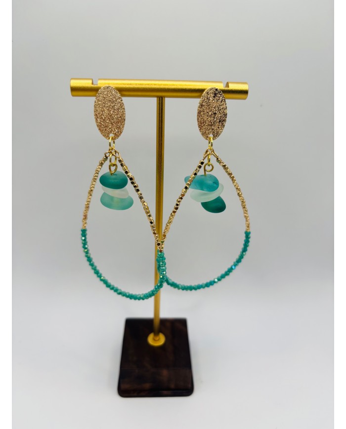 PENDIENTES ARTESANOS DE CRISTAL MARINO