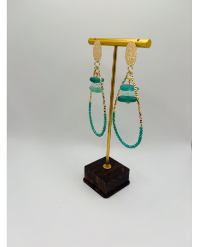 PENDIENTES ARTESANOS DE CRISTAL MARINO