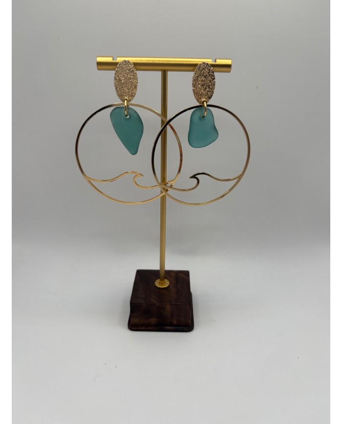 PENDIENTES ARTESANOS DE CRISTAL MARINO