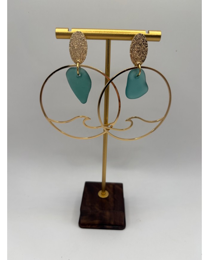 PENDIENTES ARTESANOS DE CRISTAL MARINO