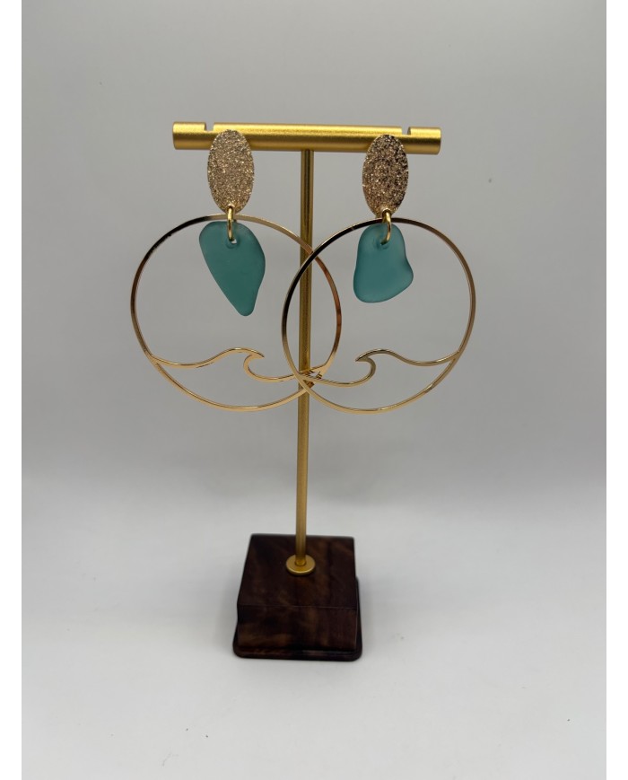 PENDIENTES ARTESANOS DE CRISTAL MARINO