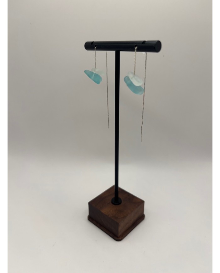 PENDIENTES ARTESANOS DE CRISTAL MARINO EDICIÓN PLATA