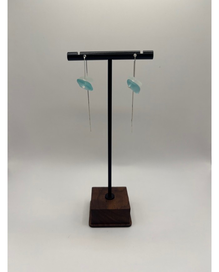 PENDIENTES ARTESANOS DE CRISTAL MARINO EDICIÓN PLATA