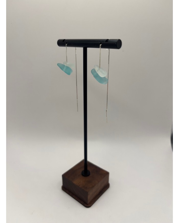 PENDIENTES ARTESANOS DE CRISTAL MARINO EDICIÓN PLATA