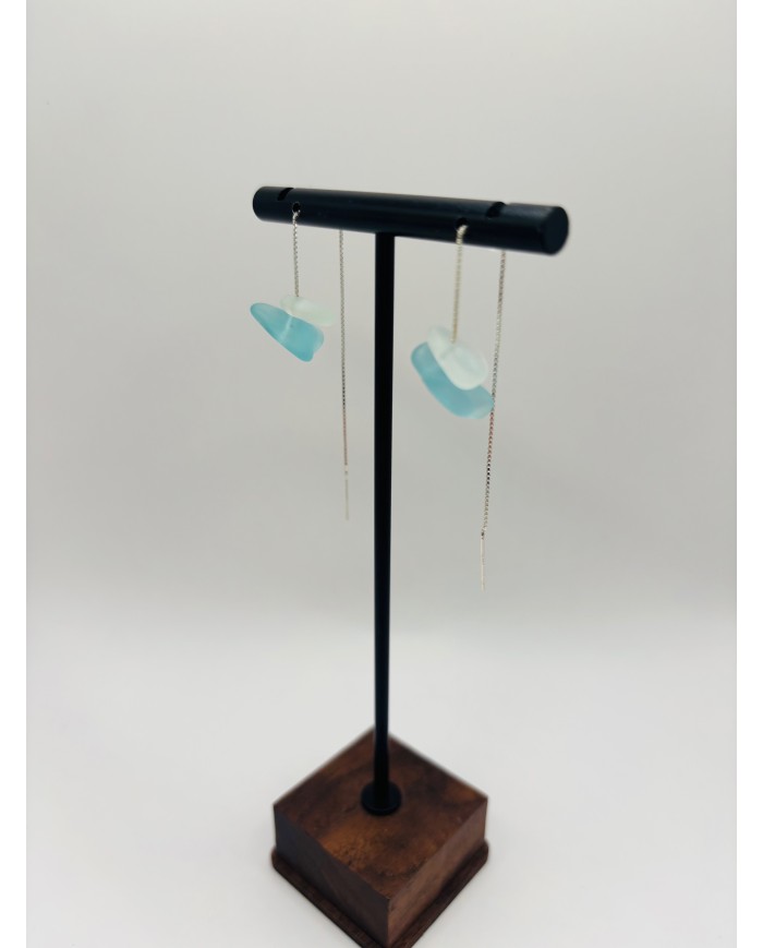 PENDIENTES ARTESANOS DE CRISTAL MARINO EDICIÓN PLATA