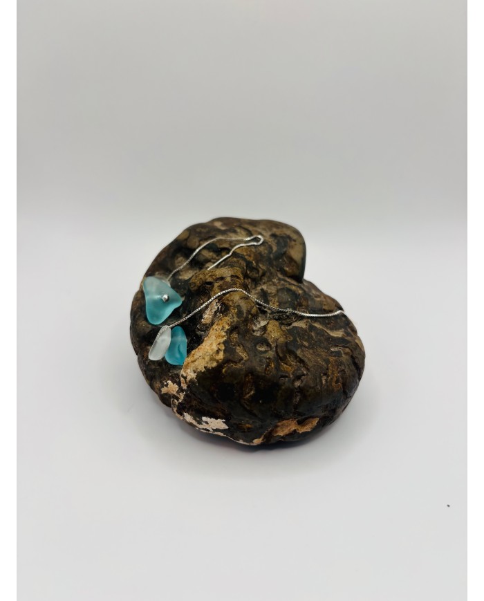 PENDIENTES ARTESANOS DE CRISTAL MARINO EDICIÓN PLATA