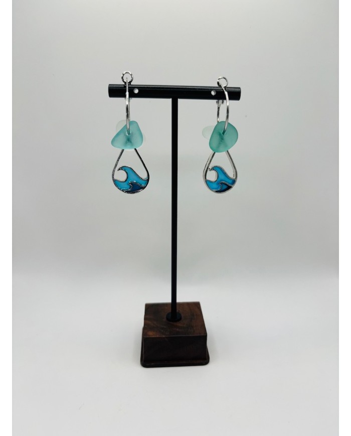 PENDIENTES ARTESANOS DE CRISTAL MARINO