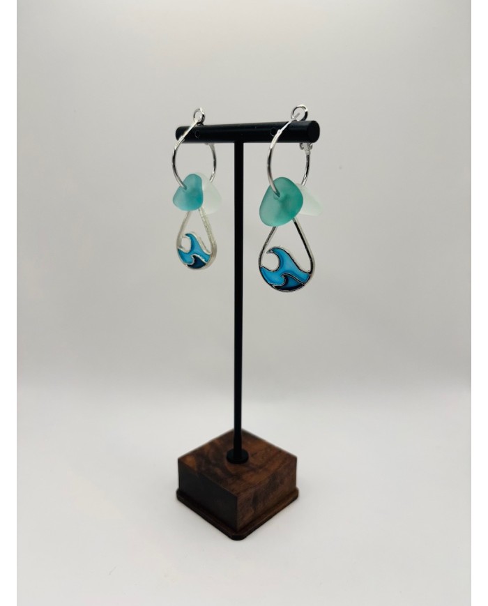 PENDIENTES ARTESANOS DE CRISTAL MARINO